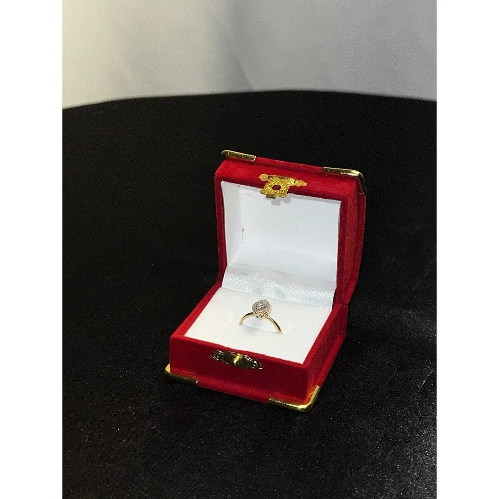 Brand new Red Velvet Ring Box Gold Trim Domed Lid Jewelry Presentation Box